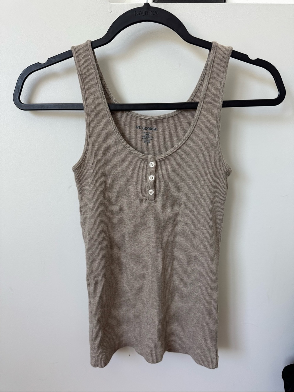 St. George brown Dalis long ribbed tank top